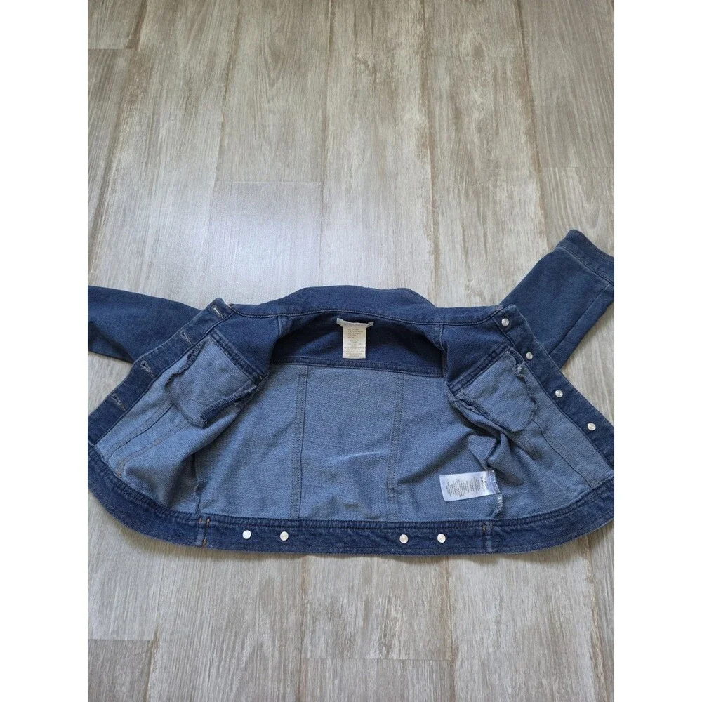 Cynthia Rowley Girls Knit Denim Jacket Blue Button Front Stretch XS 4 EUC